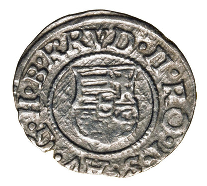 Denar 1585 Rudolf II Habsburg Węgry Kremnica